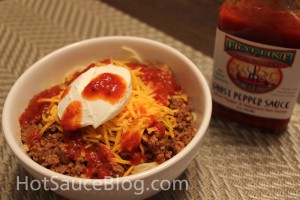 Hot Line Pepper Products Ghost Pepper Sauce on Food