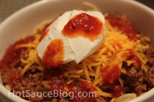 Hot Line Pepper Products Ghost Pepper Sauce on Food