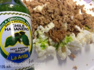 La Anita Green Chile Habanero Hot Sauce On Food